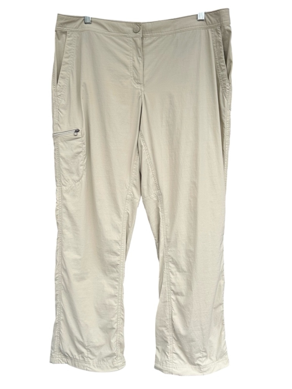 L.L. Bean Comfort Trail Hiking Pants 14 PET Adjustable Waist Khaki Stretch Nylon